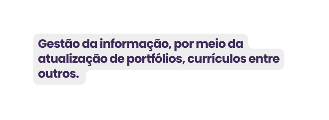 Gestão da informação por meio da atualização de portfólios currículos entre outros